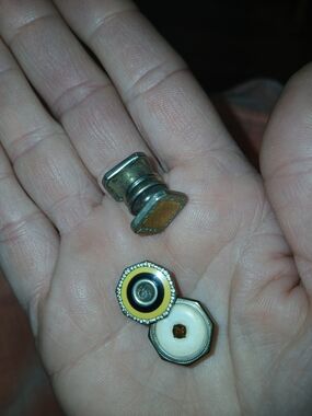 Vintage Two-Piece Metal and Enamel Snap Button Unmatched Set